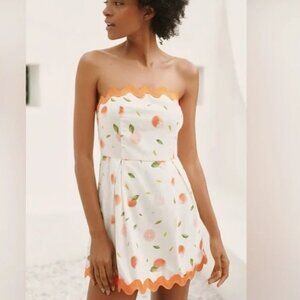 Flat White Circus Rickrack Strapless A-Line Mini Dress Sleeveless Size M Ivory